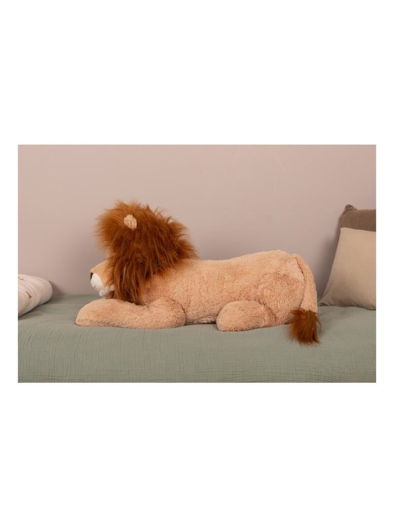 Peluche géante Léon le Lion allongé 100cm - Made In France Blanc Beige - Kiabi