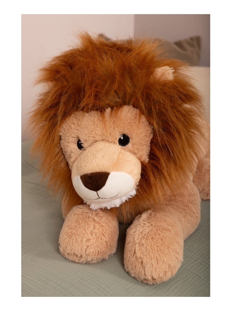 Peluche géante Léon le Lion allongé 100cm - Made In France Blanc Beige - Kiabi