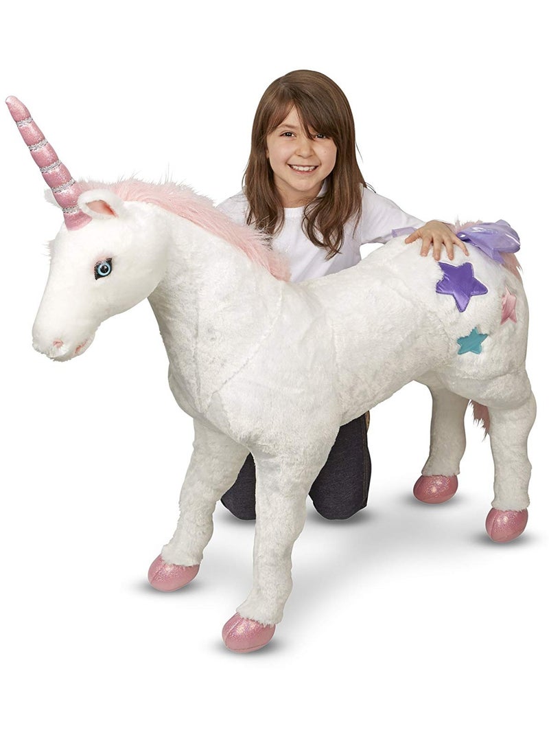 Peluche géante Licorne Blanc - Kiabi