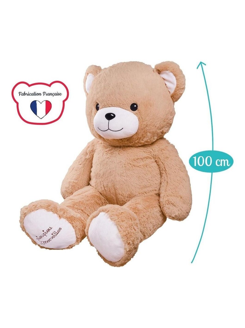 Peluche géante Ours Gaston - Made in France Beige - Kiabi