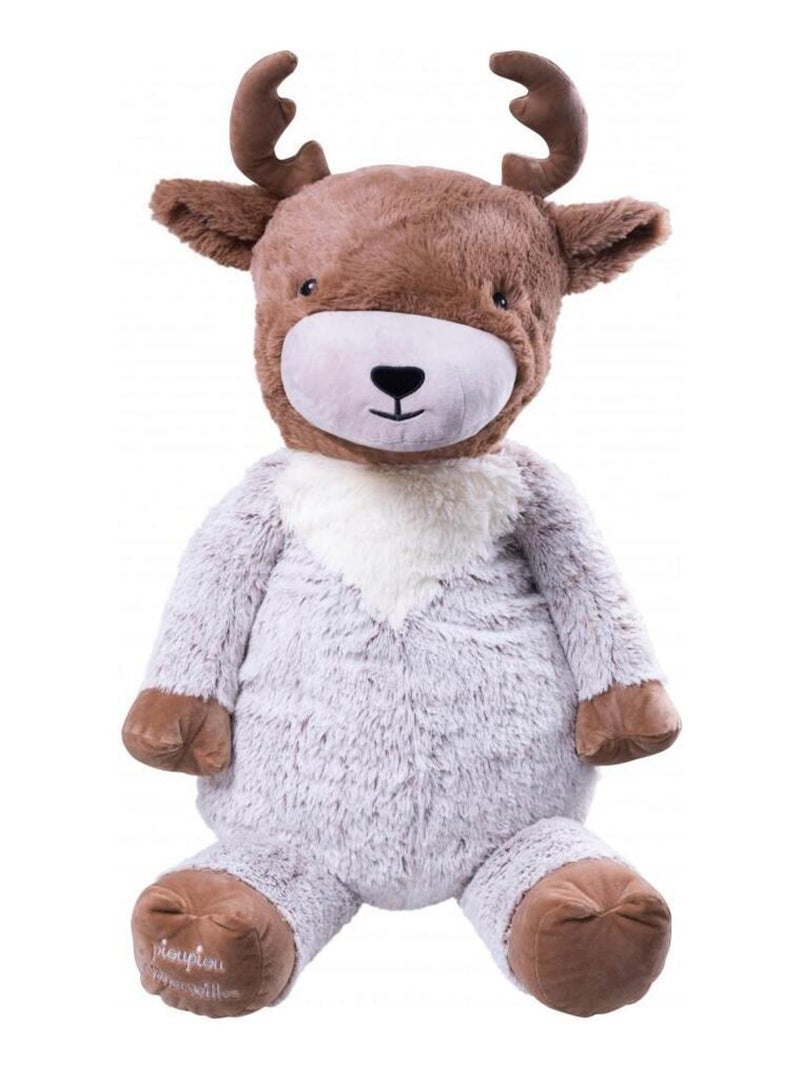 Peluche géante Renne Qorvik - Made in France Blanc Marron - Kiabi