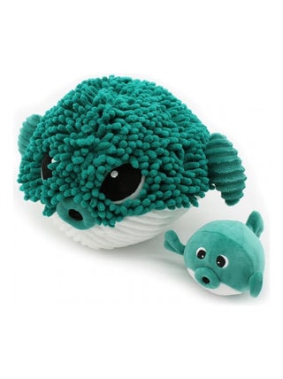 Peluche Gobetou le poisson globe maman et son bébé vert Les Ptipotos