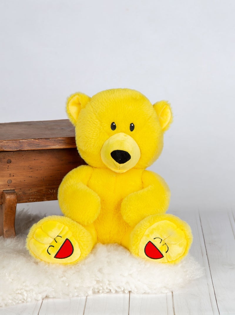 Peluche grand ours joyeux Jaune - Kiabi