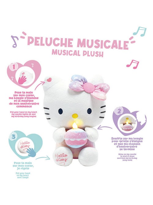 Peluche Hello Kitty intéractive Anniversaire chanson bougie et rires - Haut 26 cm - Kiabi
