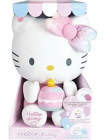 Peluche Hello Kitty intéractive Anniversaire chanson bougie et rires - Haut 26 cm