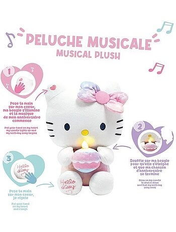 Peluche Hello Kitty intéractive Anniversaire chanson bougie et rires - Haut 26 cm