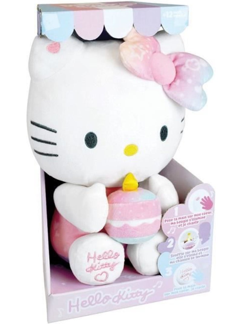 Peluche Hello Kitty intéractive Anniversaire chanson bougie et rires - Haut 26 cm Rose - Kiabi