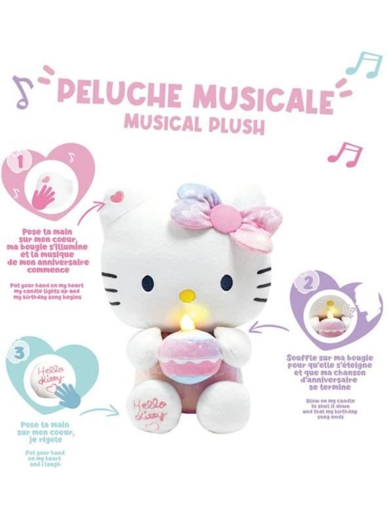 Peluche Hello Kitty intéractive Anniversaire chanson bougie et rires - Haut 26 cm Rose - Kiabi