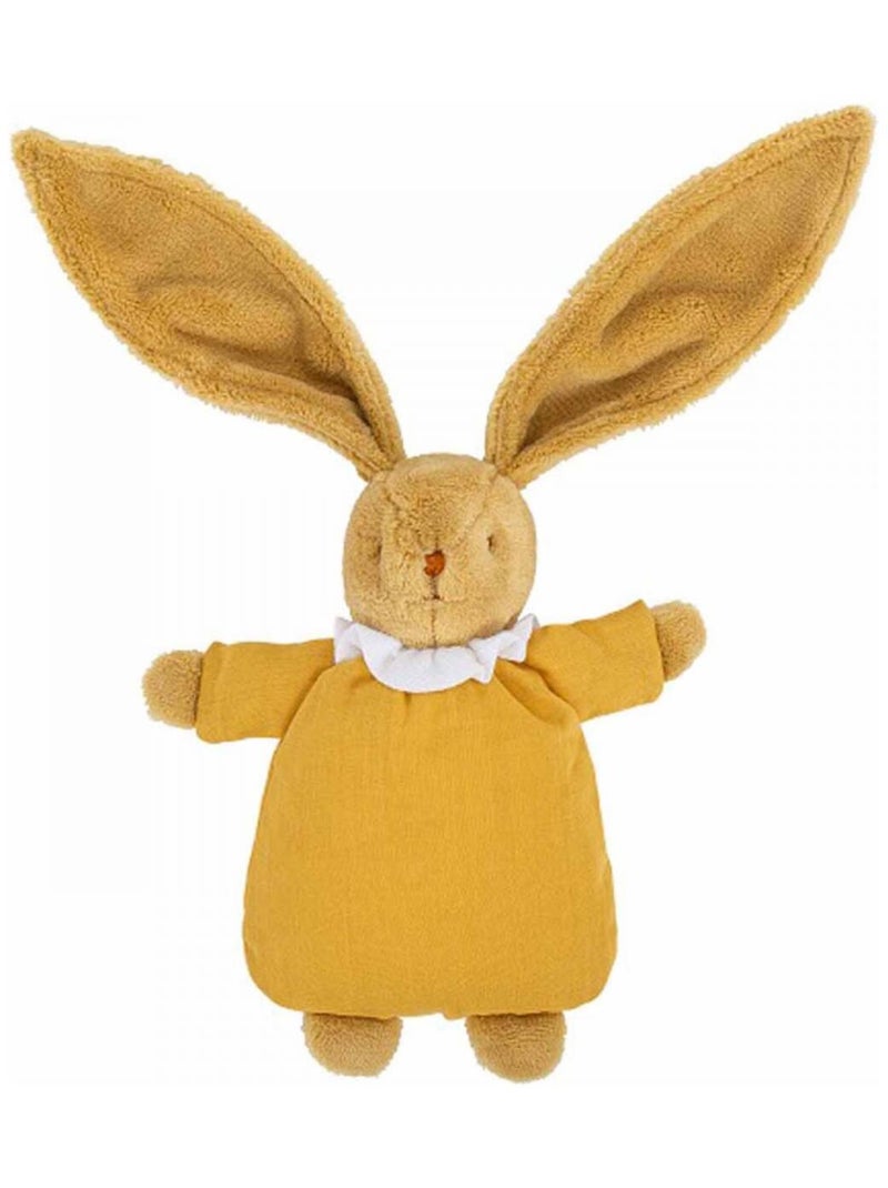 Peluche hochet lapin nid d'ange coton bio jaune curry Jaune - Kiabi