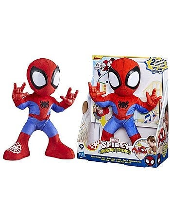 Peluche interactive 25 cm musique et sons - hasbro, spidey et ses amis marvel