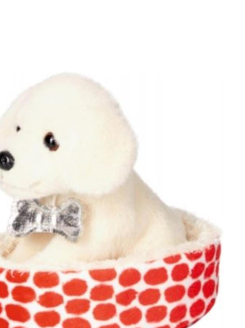 Peluche Labrador Lulu dans un panier - Blanc et Rouge Blanc Rouge - Kiabi
