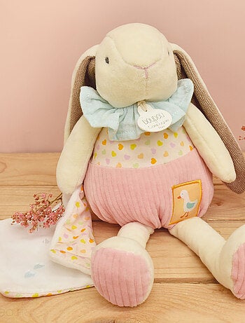 Peluche lapin Ciboulette avec son doudou polyester collection DANS MON JARDIN