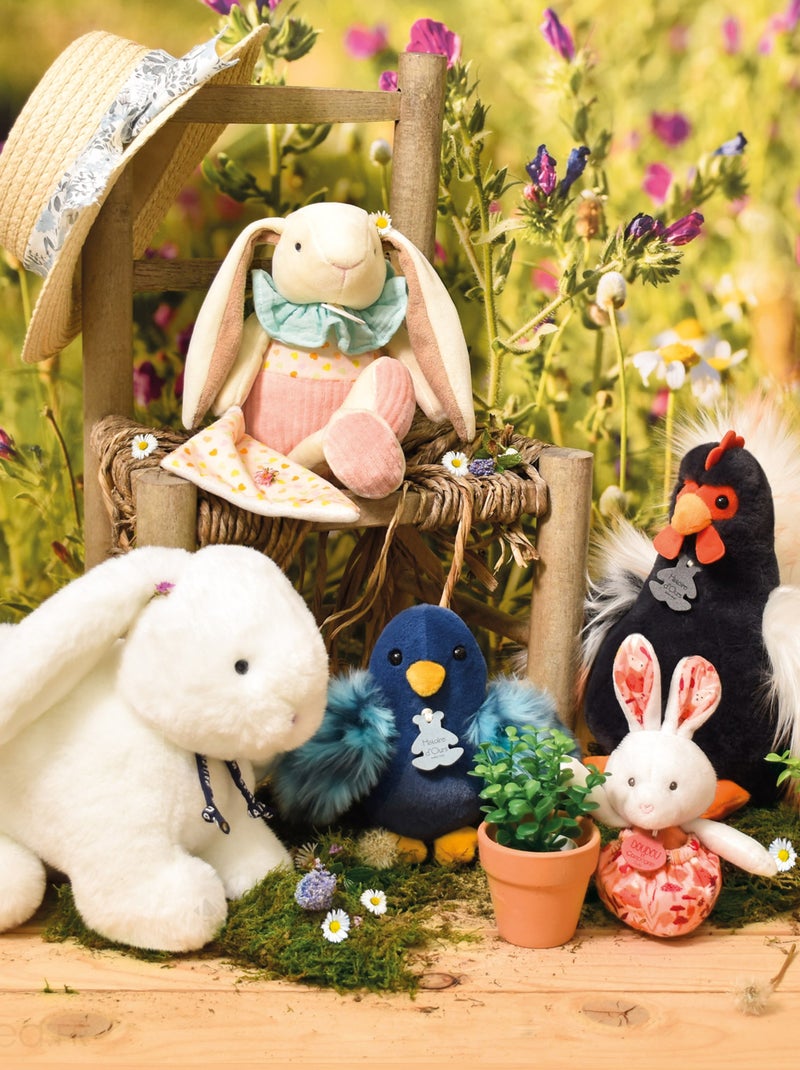 Peluche lapin Ciboulette avec son doudou polyester collection DANS MON JARDIN Multicolore - Kiabi