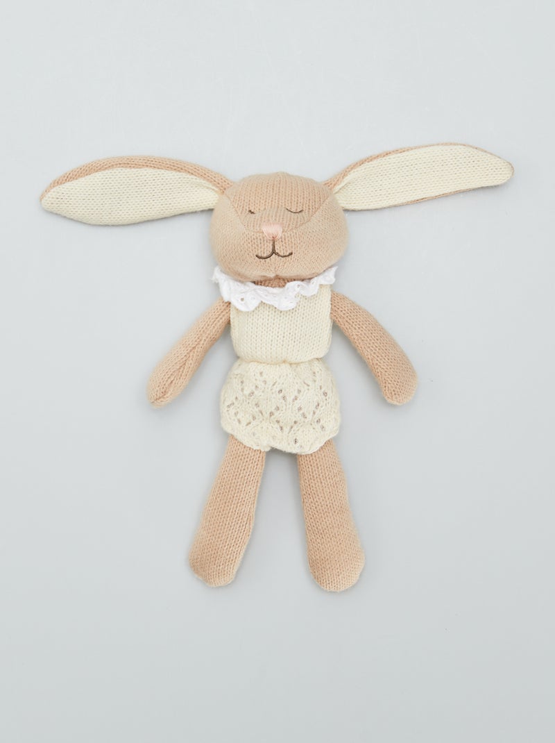 Peluche lapin en tricot Beige - Kiabi