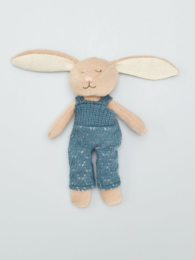 Peluche lapin en tricot Bleu - Kiabi