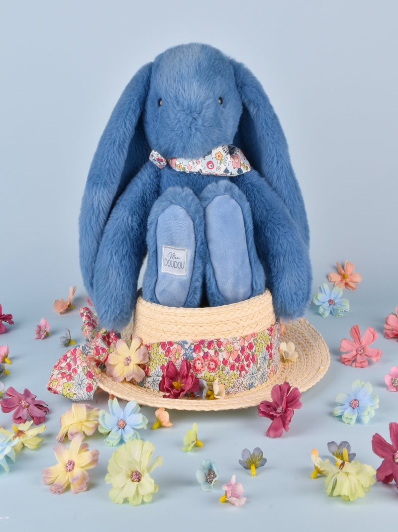 Peluche Lapin Fleurette 25 cm Bleu - Kiabi