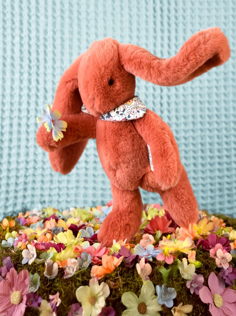 Peluche Lapin Fleurette 25 cm Orange - Kiabi
