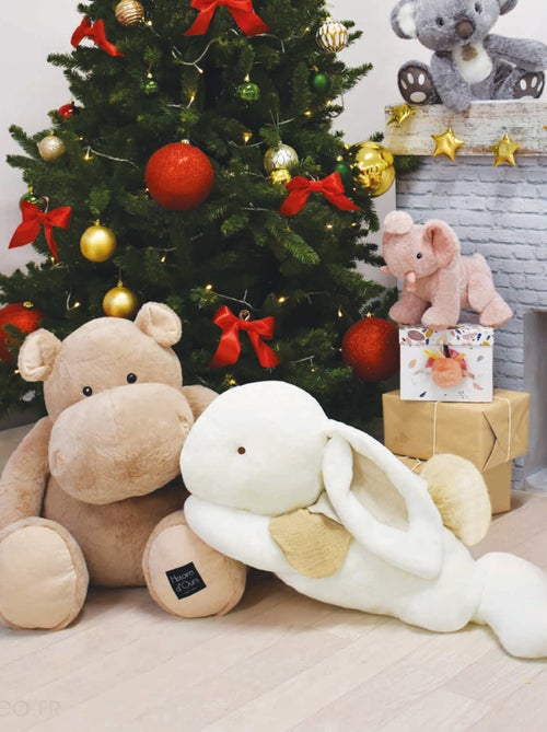 Peluche lapin polyester collection HAPPY WILD blanc/beige - Kiabi