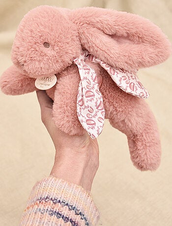 Peluche lapin rose poudré 25 cm