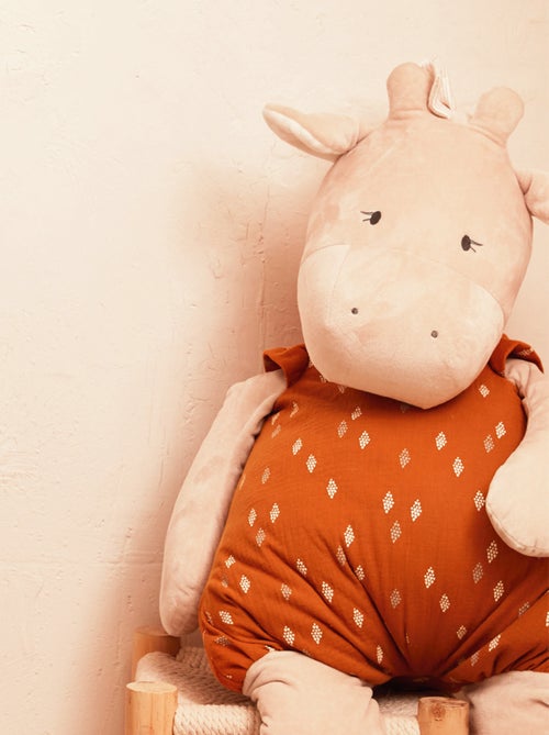 Peluche large Tiga en veloudoux et mousseline de coton 80cm Noukie's - Kiabi