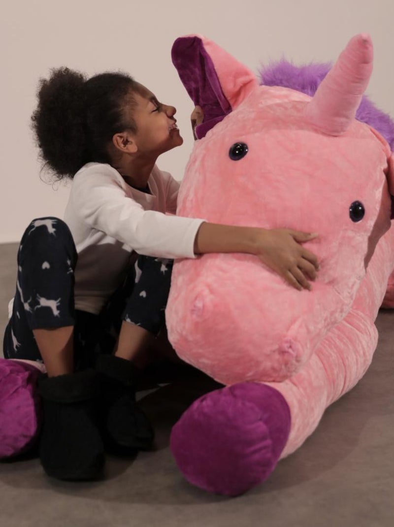 Peluche Licorne Géante 220 cm - Câlins Réconfortants - Bananair Rose - Kiabi