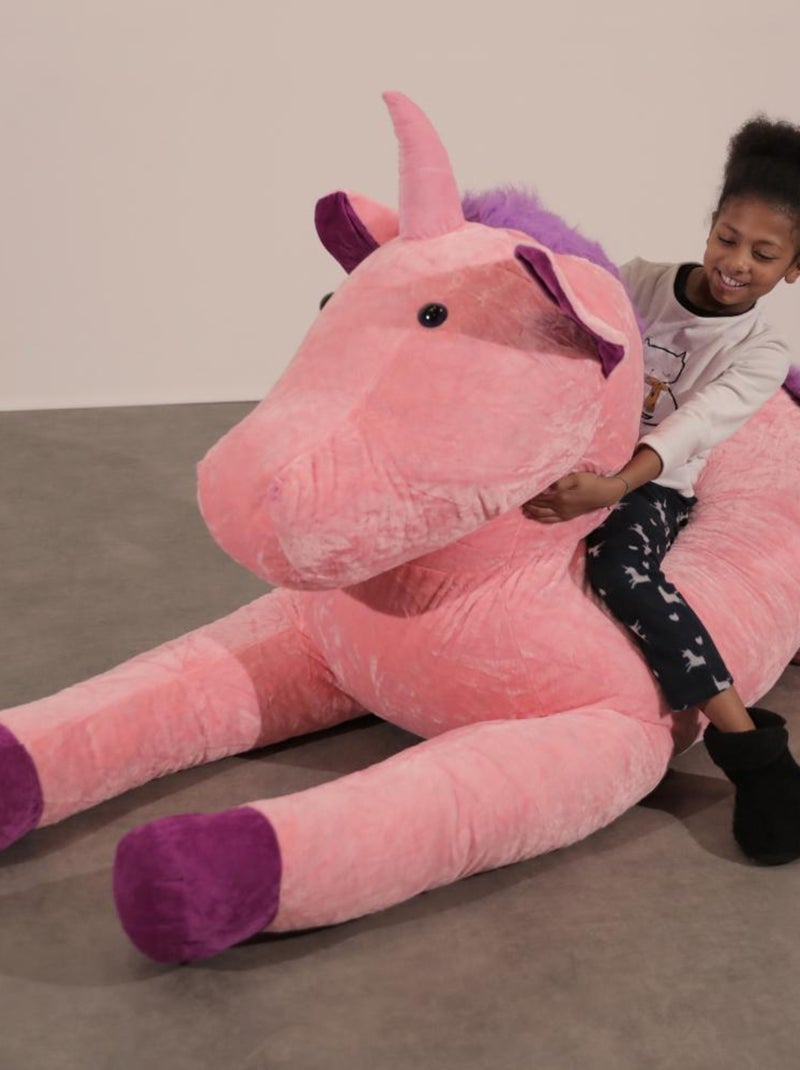 Peluche Licorne Géante 220 cm - Câlins Réconfortants - Bananair Rose - Kiabi
