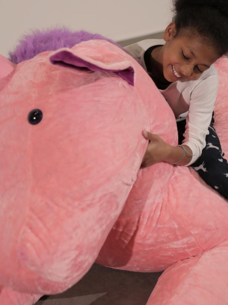 Peluche Licorne Géante 220 cm - Câlins Réconfortants - Bananair Rose - Kiabi