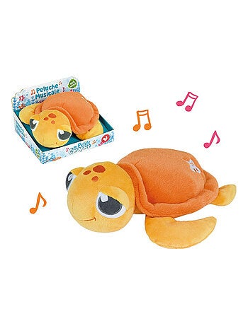 Peluche ma petite carapace - Peluche Tortue musicale son des vagues orange 25 cm