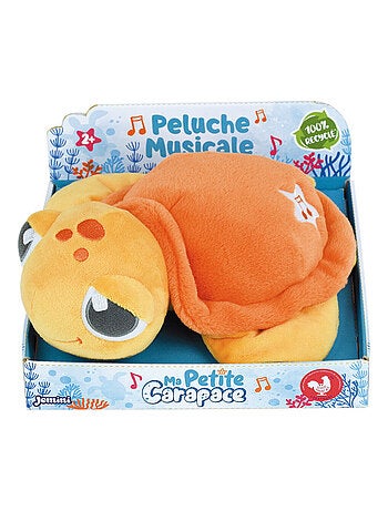 Peluche ma petite carapace - Peluche Tortue musicale son des vagues orange 25 cm