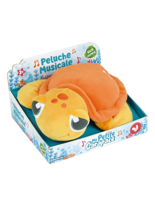 Peluche ma petite carapace - Peluche Tortue musicale son des vagues orange 25 cm - Kiabi