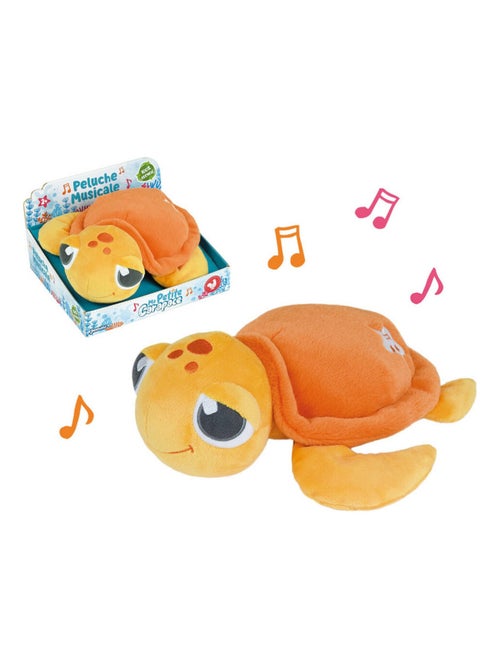 Peluche ma petite carapace - Peluche Tortue musicale son des vagues orange 25 cm - Kiabi