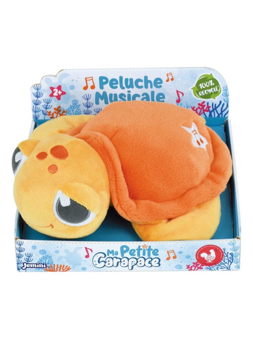 Peluche ma petite carapace - Peluche Tortue musicale son des vagues orange 25 cm - Kiabi