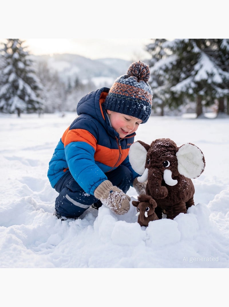Peluche mammouth papa et son bébé Marron - Kiabi