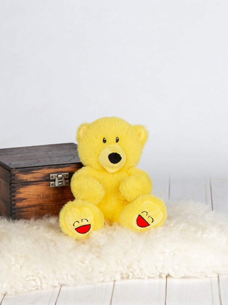 Peluche mini ours joyeux Jaune - Kiabi