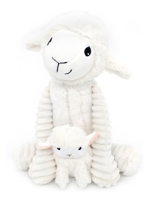 Peluche mouton maman et son bébé blanc - Kiabi