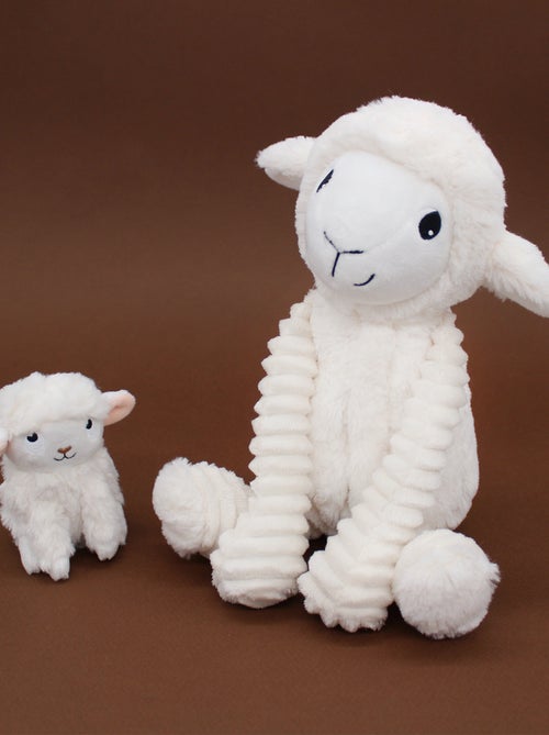 Peluche mouton maman et son bébé blanc - Kiabi