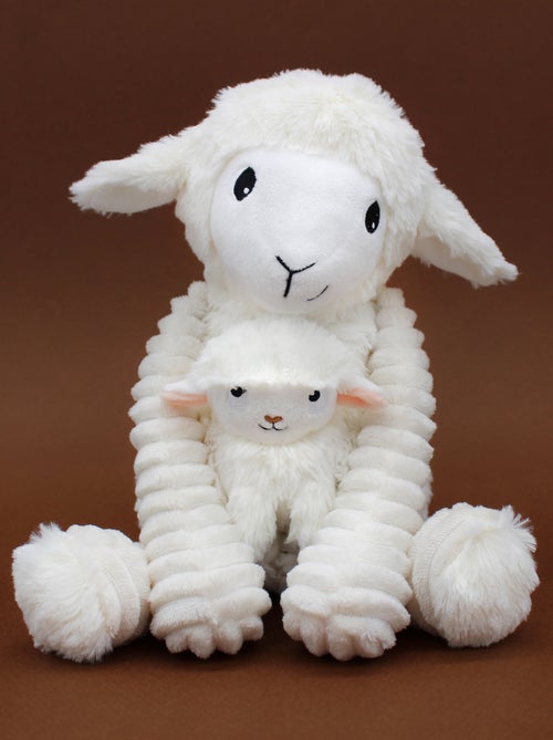 Peluche mouton maman et son bébé blanc - Kiabi