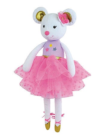 Peluche Musicale- Opéra Une Souris Avec Une Robe Rose - 40 cm