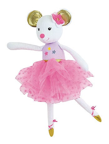 Peluche Musicale- Opéra Une Souris Avec Une Robe Rose - 40 cm