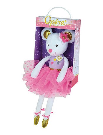 Peluche Musicale- Opéra Une Souris Avec Une Robe Rose - 40 cm