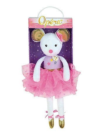 Peluche Musicale- Opéra Une Souris Avec Une Robe Rose - 40 cm