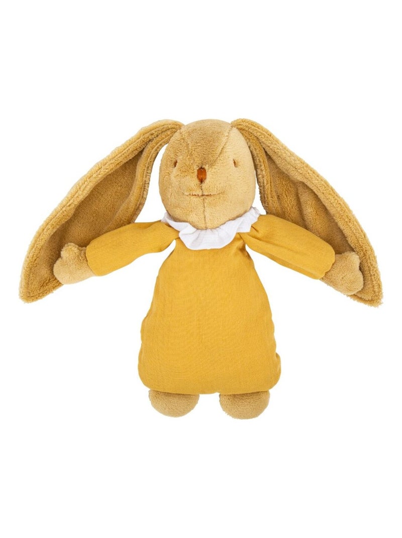 Peluche musicale lapin en coton bio jaune curry Jaune - Kiabi