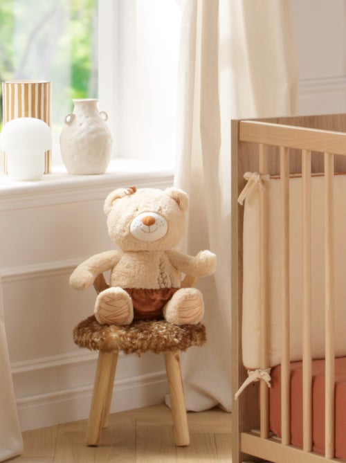 Peluche ours avec détails brodés - - Kiabi