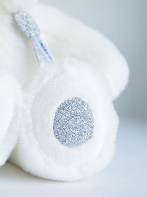 Peluche Ours Charms blanc 24 cm - Kiabi