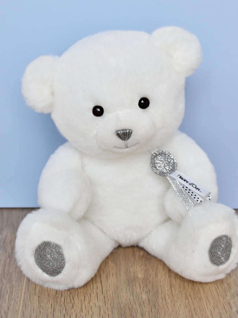 Peluche Ours Charms blanc 24 cm Blanc - Kiabi