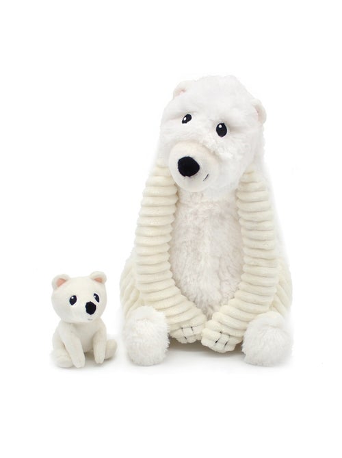 Peluche ours polaire maman et son bébé blanc - Kiabi