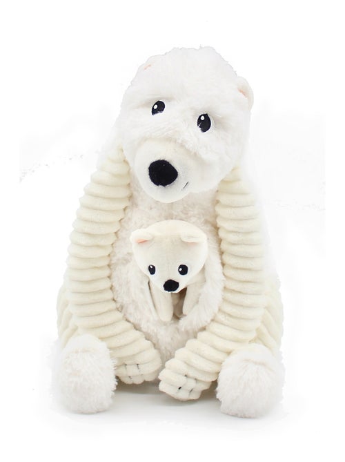 Peluche ours polaire maman et son bébé blanc - Kiabi