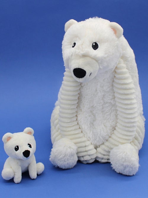 Peluche ours polaire maman et son bébé blanc - Kiabi