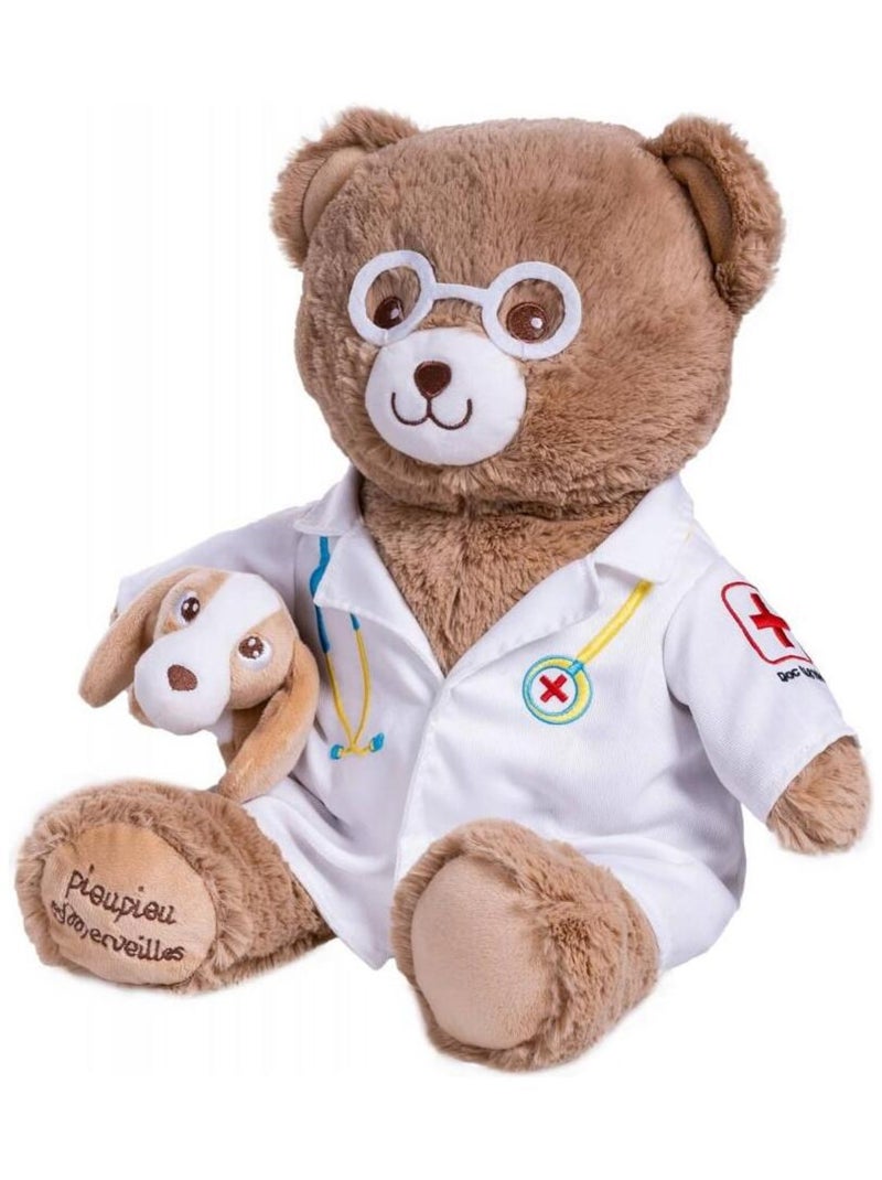 Peluche Ours Vétérinaire - Docteur Gaston Blanc Marron - Kiabi