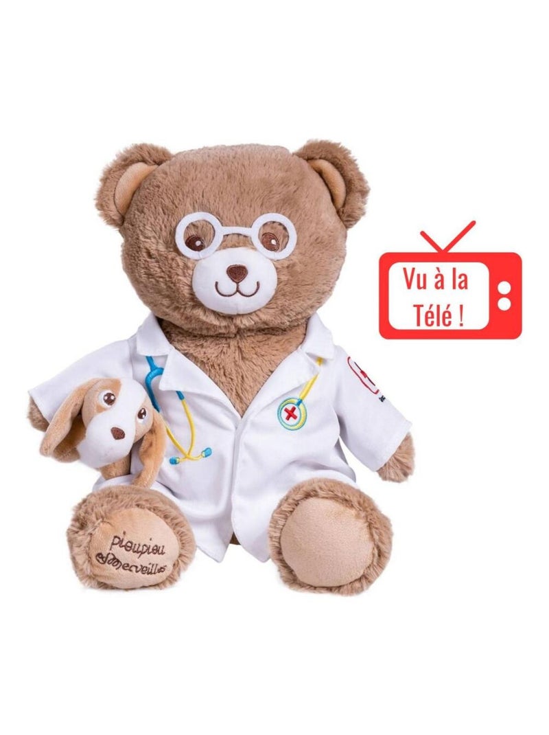 Peluche Ours Vétérinaire - Docteur Gaston Blanc Marron - Kiabi